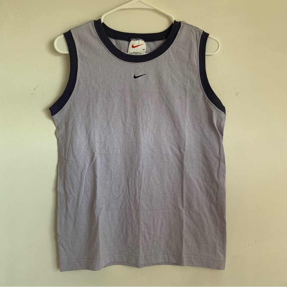 VTG Nike Tank Top womens Medium Purple Center Swoosh Sleeveless Made In USA 90s